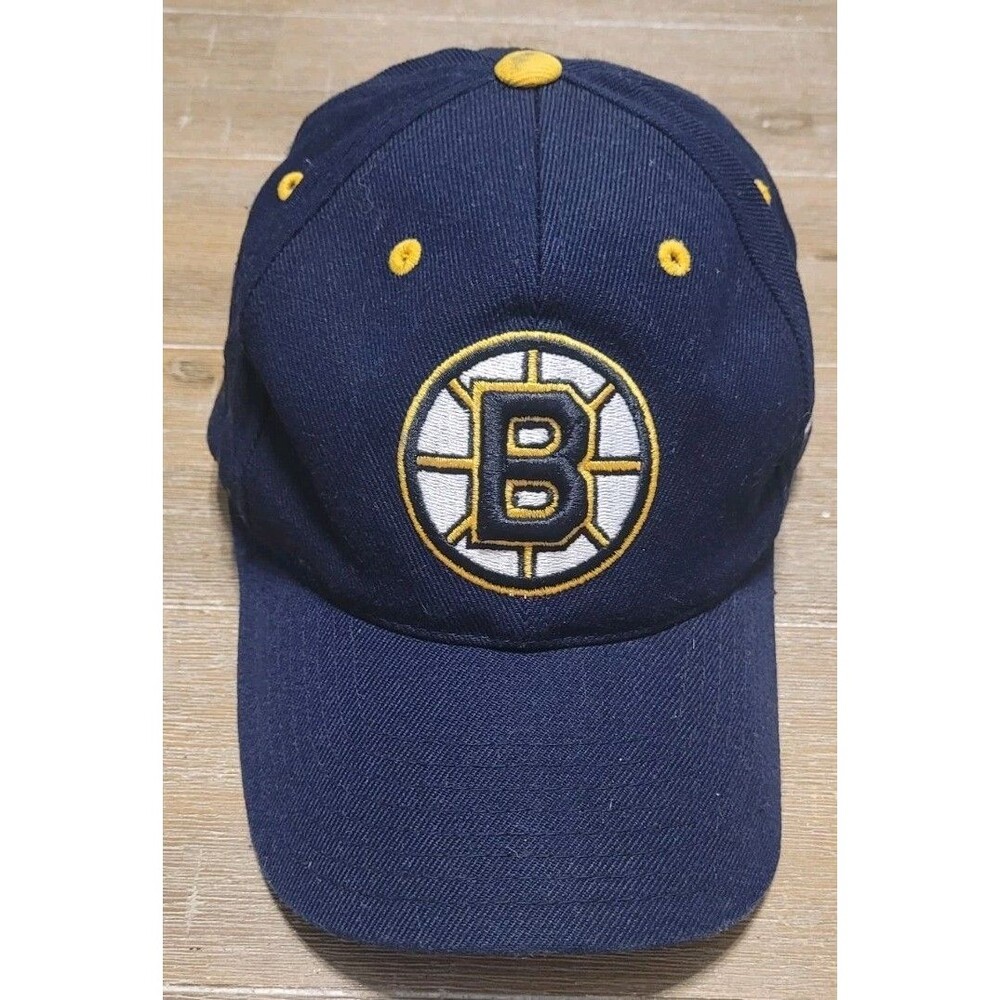 Vintage Boston Bruins Logo Athletic Plain Navy Hat Cap Snapback NHL Hockey